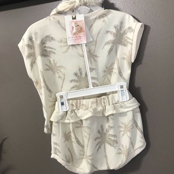 Jessica Simpson baby 24 months cream palms 3 piece outfit - Picture 8 of 13